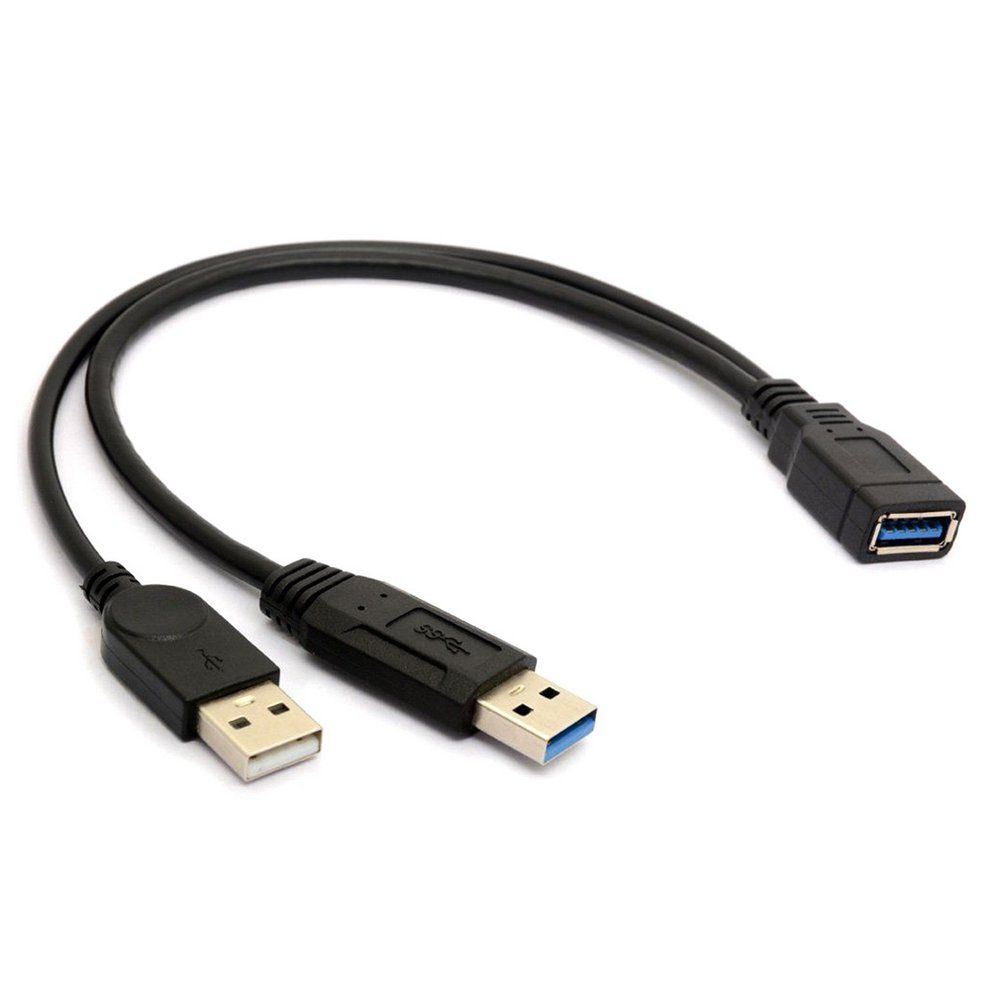 MA 0.3MUSB 3.0 Female to Dual USB Male Extra Power Data Y Extension Splitter