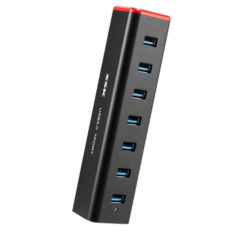 SSK USB3.0 7-Port HUB Extender with Power Supply Is Suitable for Windows XP/7/8/10, MAC OS 9.0, Linux Kernel 2.4