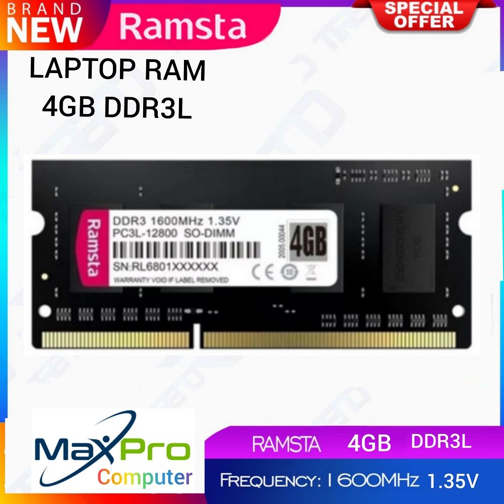 RAMSTA 4GB DDR3L 1600MHz PC3L-12800 CL11 204Pin So-Dimm Laptop Ram