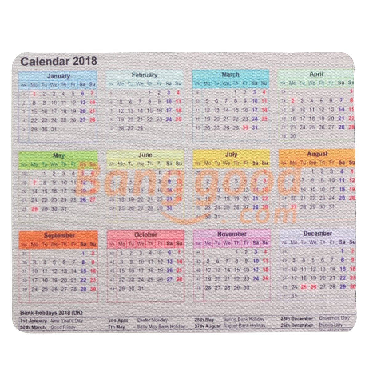 【To Global】---2018 Calendar Mouse Pad Gray Black Anti-Slip Desktop Mouse Pad Gaming Gift