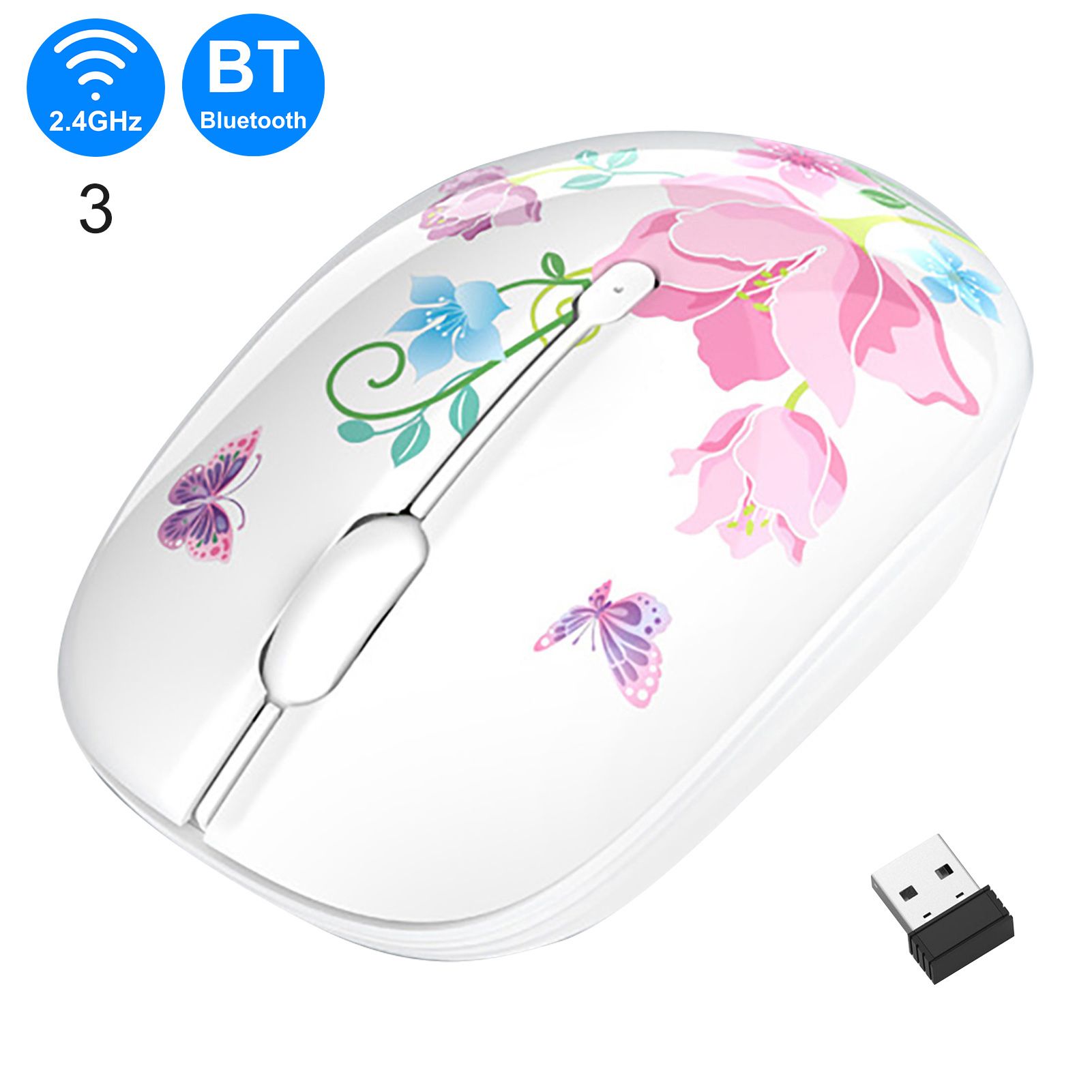 M101 Wireless Mouse Dual Modes Mute 2.4G 1200DPI USB Optical Computer Mice for PC