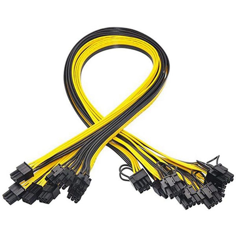 10 Pcs 6 Pin PCI-E to 8 Pin(6+2) PCI-E (Male to Male) GPU Power Cable 50cm for Image Cards Mining Server Breakout Board