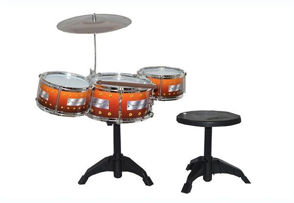 Jazz Drum 685-63/Children Kids Jazz Drum Set Kit Musical Educational Instrument Toy 5 Drums + 1 Cymbal with Small Stool Drum Sticks for Boys Girls