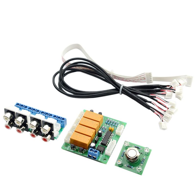 Relay 4-Way Audio Input Signal Selector Switching Rca Audio Input Selection Board Of Button Switch for Amplifiers