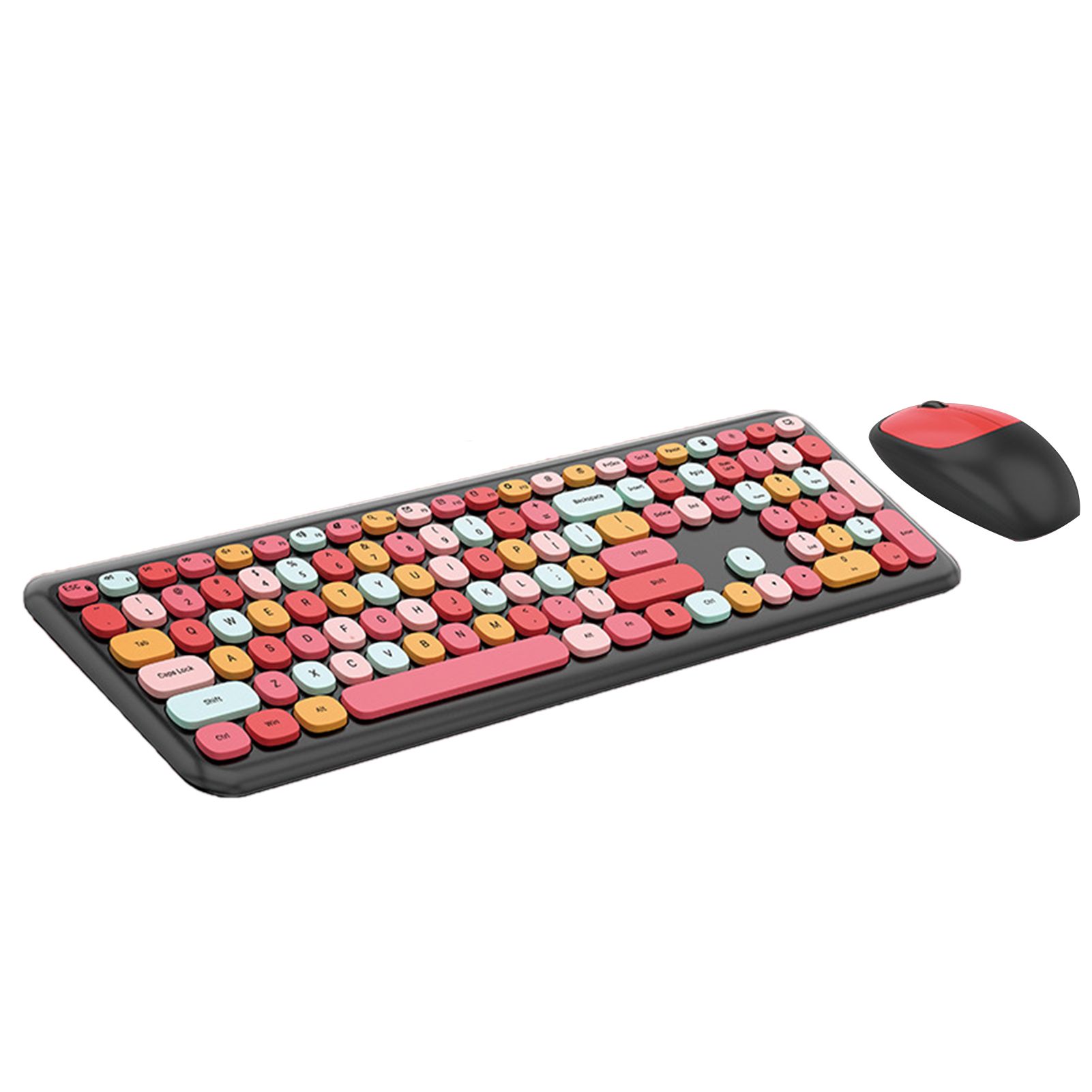 GreenForest 1 Set Wireless Keyboard Plug Play Mute Multi Color Eye-catching 2.4G Desk Mouse for Office