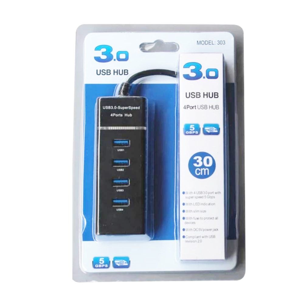 USB 3.0 Hub With 4 Ports 30CM Model : 303 - Black