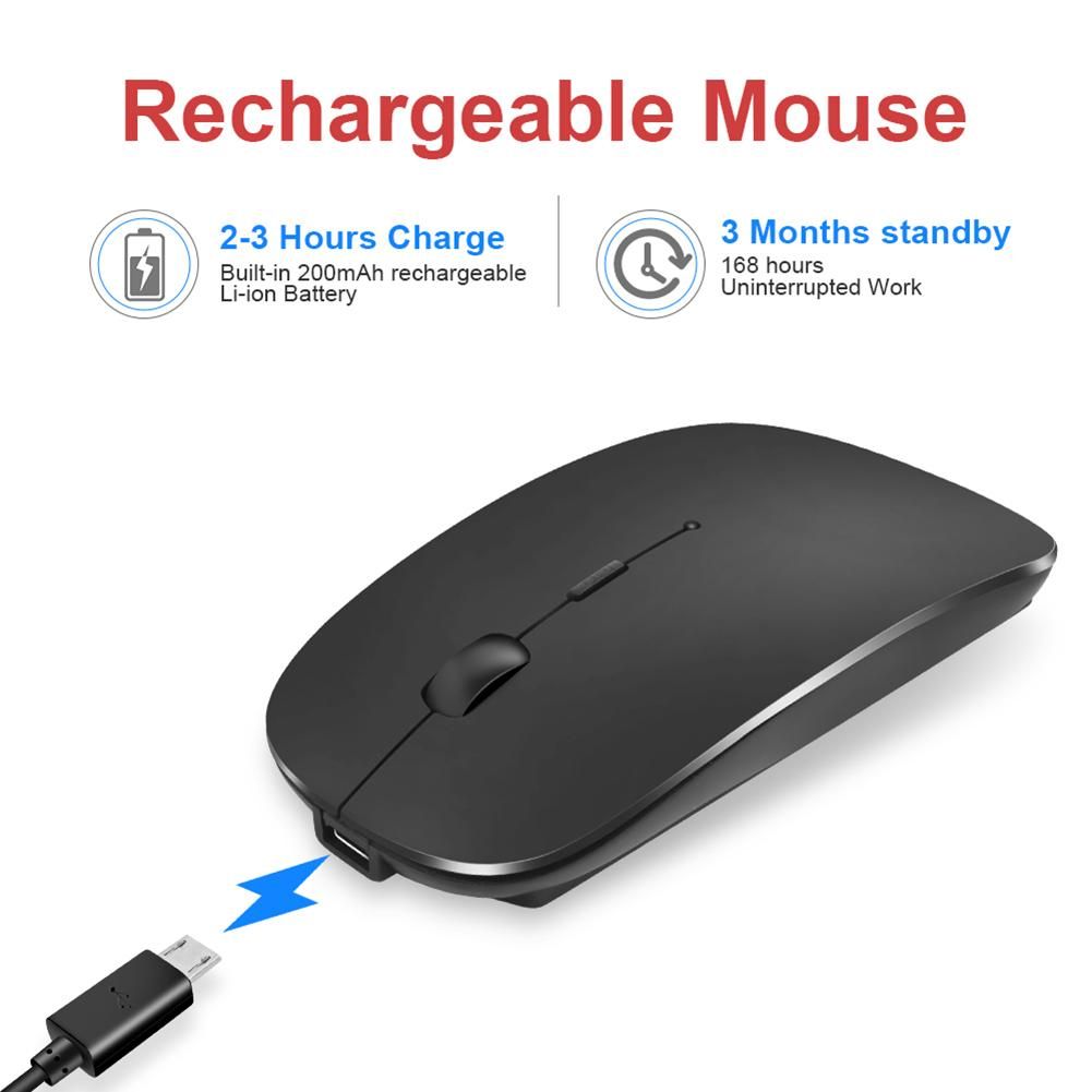 2.4G Wireless Mouse Rechargeable Charging Ultra-Thin Silent Mouse Mute For Laptop PC Office Notebook