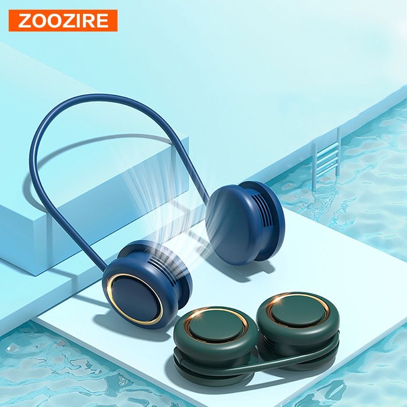USB Portable Fan Electric Quiet Neck Fan Mini Cooling Fan Plastic Rechargeable 3 Level for Home Office Outdoor Summer Air Cooler