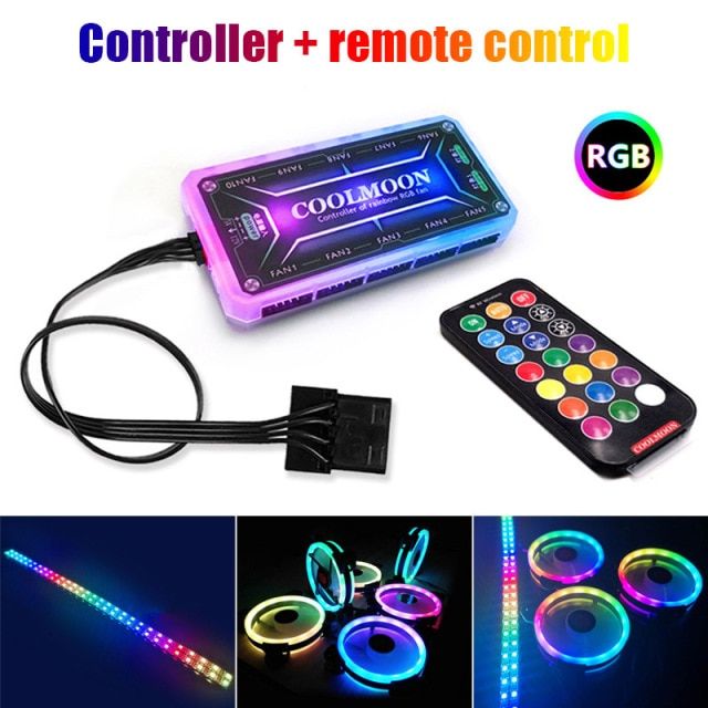 RGB PC Fan 12V 6 Pin 12cm Cooling Cooler Fan with Controller for Computer Silent Gaming Case NOV99