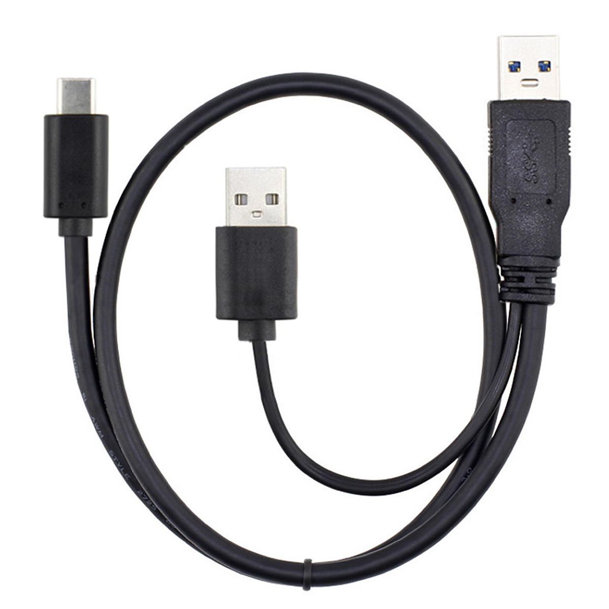 USB 3.0 Male & USB 2.0 Dual  Data Y To Type-C USB-C Cable for Laptop & Hard Disk Cable UC-125