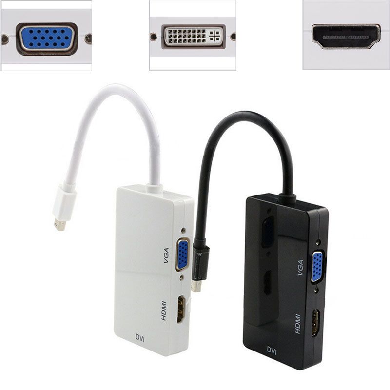 Mini Display Port DP Thunderbolt to DVI/VGA/ HDMI-compatible Converter Adapter 3in1 for Apple iMac Mac Mini Pro Air Book