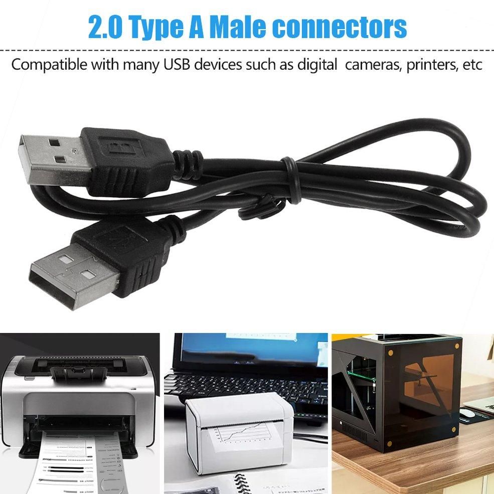 MA Black USB 2.0 Male To Male  Extension Connector Adapter Cable Cord