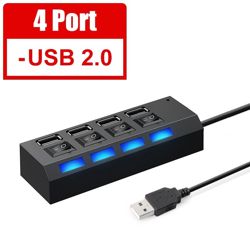 Usb Hub 3 0 Hub Usb Splitter Several Ports Multi Usb Hub 3.0 Hab power Adapter Extensor Computer Accessories switch usb For Home（4 port 3.0 2.0）