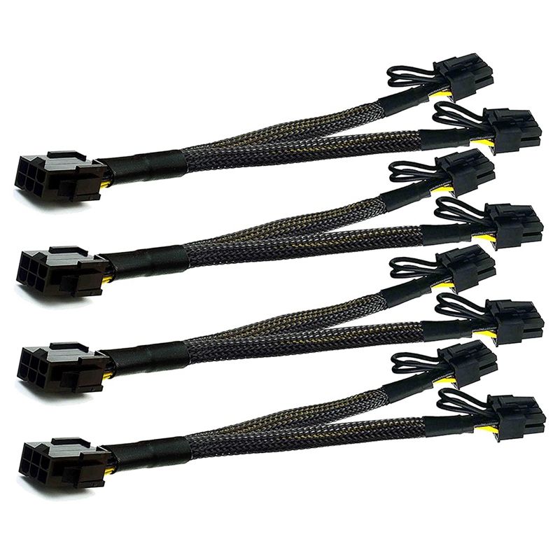 4 Pcs PCI-E 6 Pin to Dual PCIe 8(6+2) Pin Graphics Card PCI Express Power Adapter GPU VGA Y-Splitter Extension Cable