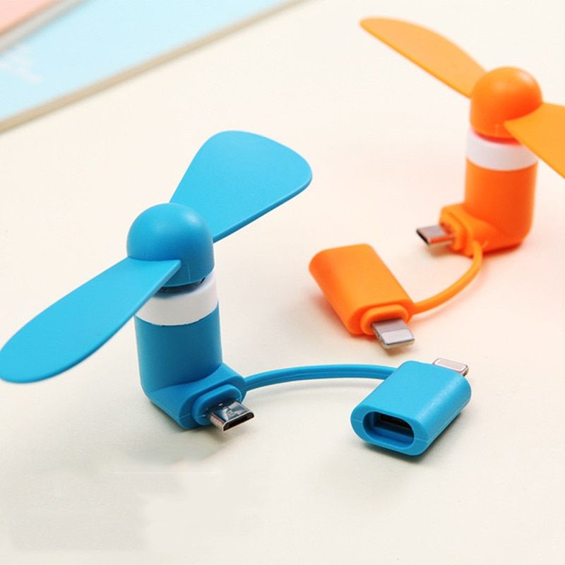 Micro USB 8 Pin 2 in 1 Mini USB Fans Phone Hand Fan for Samsung Xiaomi Android Mobile Phone Fan for iPhone 6 6s 7 Summer Cooler