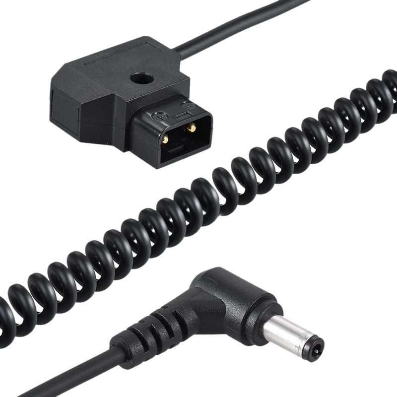 Coiled 2M/6.5Ft D-Tap 2Pin Male To Dc 5.5 X 2.1Mm Adapter Cable Extension Elastic Line For Anton V-Mount  Dslr Cage Rig  Supply
