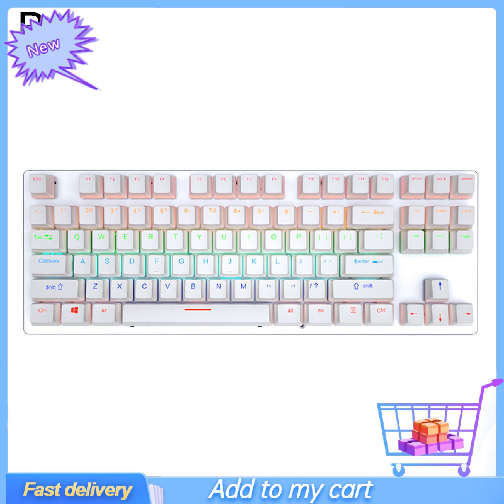 Greenbox K550 Wired Keyboard Sensitive Non-delayed Ergonomic 87 Keys USB Game Mechanical Keyboard for Office
