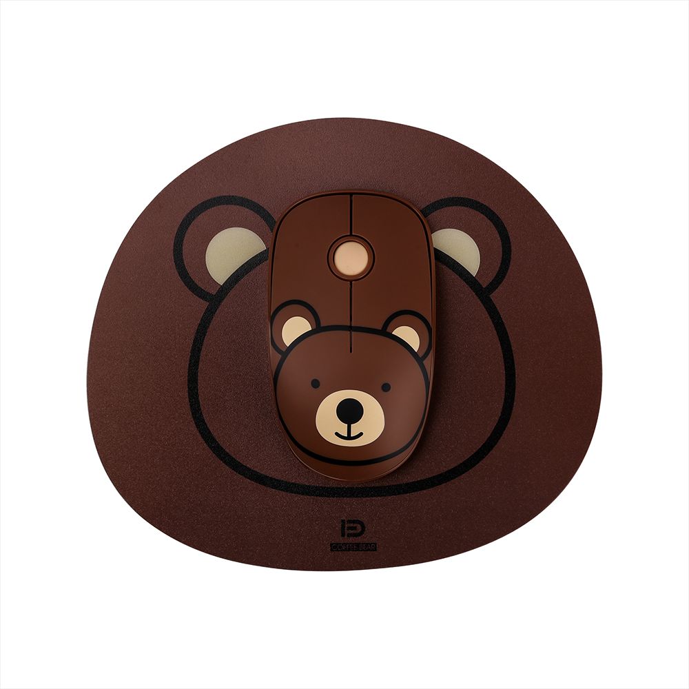 FUDE E680 2.4G Wireless Mouse Super Cute Cartoon Style ABS Silent Clicks Ergonomic Mute Mice With Mouse Mat Low Power Consumption Brown