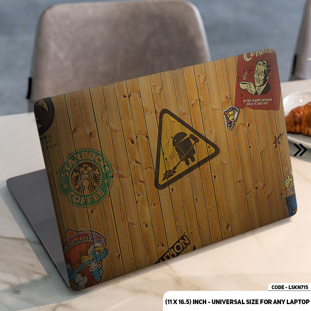 LSKN715 - Wooden Texture Laptop Skin Decal Sticker For Any Kind of Laptop Waterproof Removable Laptop Sticker (10.5X15.5) - Handy Commodity