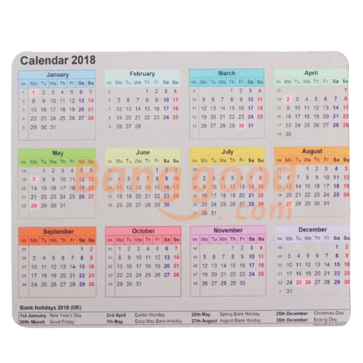 2018 Calendar Mouse Pad Gray Black Anti-Slip Desktop Mouse Pad Gaming Gift