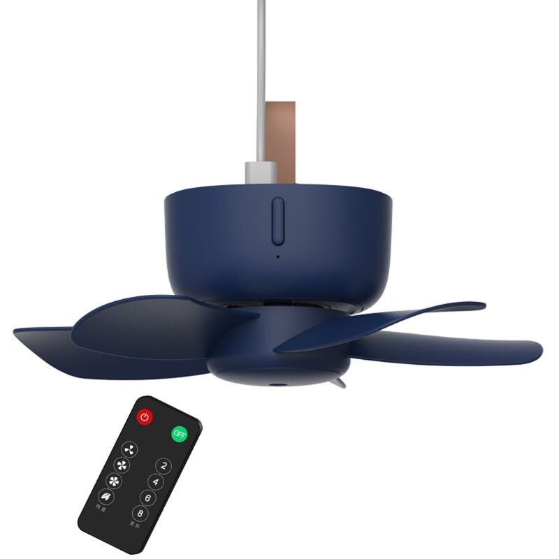 Remote Control Timing USB Powered Ceiling Fan Air Cooler 4 Speed USB Fan for Bed Camping Outdoor Hanging Camper Tents Hanger Fan