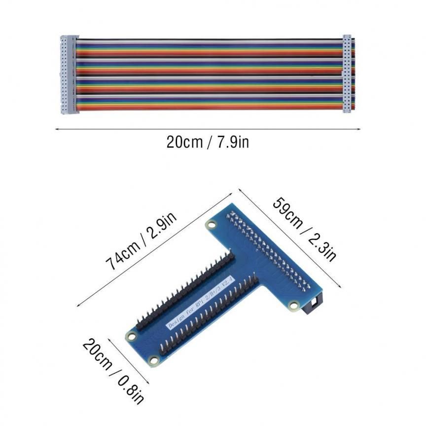 For Raspberry Pi 2B 3B -Type GPIO Extension Board + 40 Pin Ribbon Flat Cable CO
