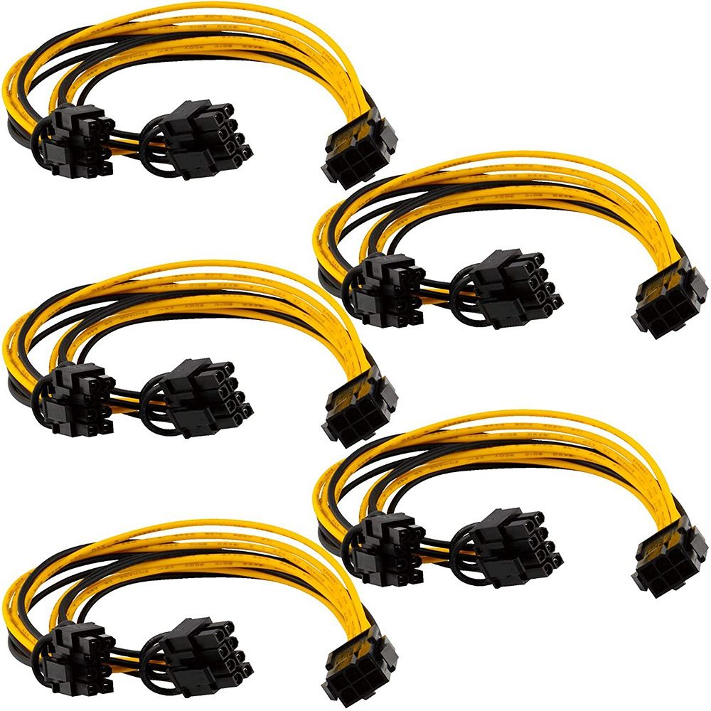 5PCS PCI-E 6-Pin to Dual 6+2-Pin Power Splitter Cable Image Card PCIE PCI Express 6Pin to Dual 8Pin Power Cable