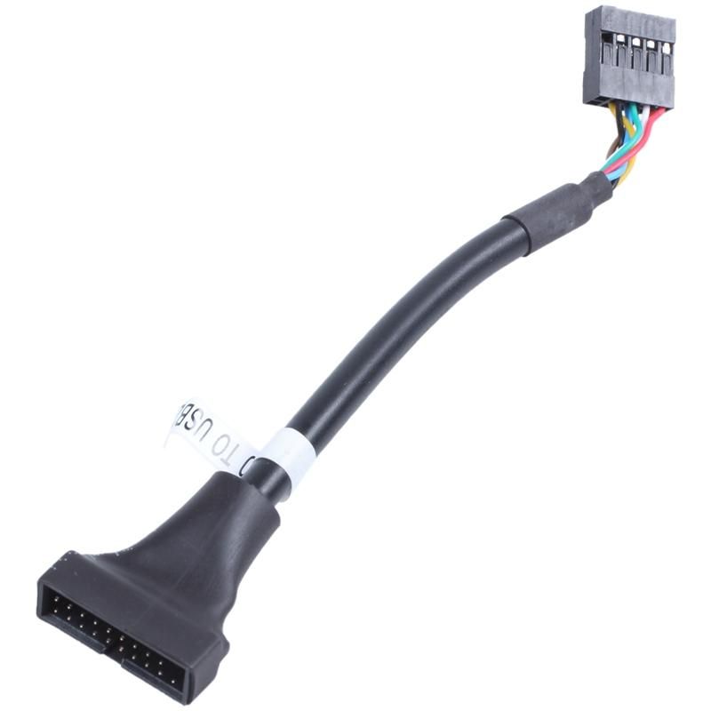 Black USB 2.0 9 Pin Female to USB 3.0 20 Pin Male Cable Adapter Connector
