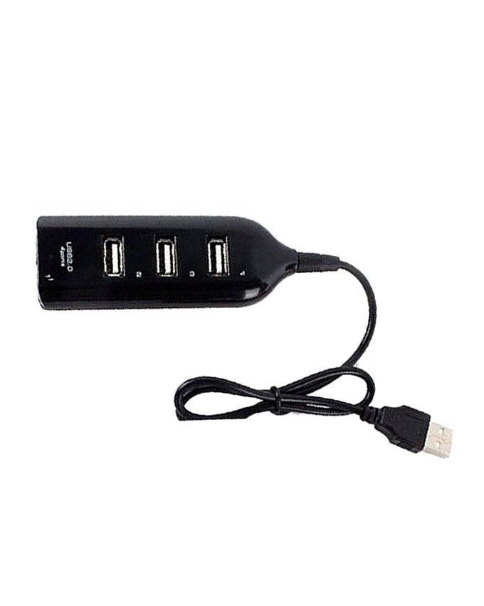 Wired 4 Port USB 2.0 Hub High Speed - Black