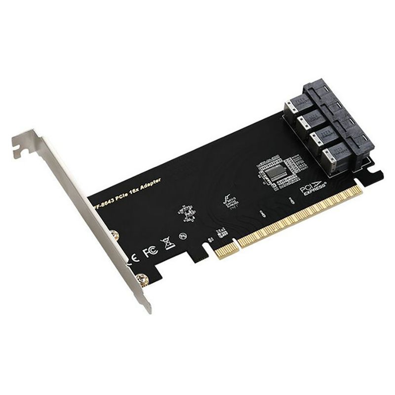 JOUYI PCIE X16 to 4 Port U.2 Expansion Card SFF8639 Interface 4-Port NVMe Adapter Card SSD Adapter Board for PC Miner