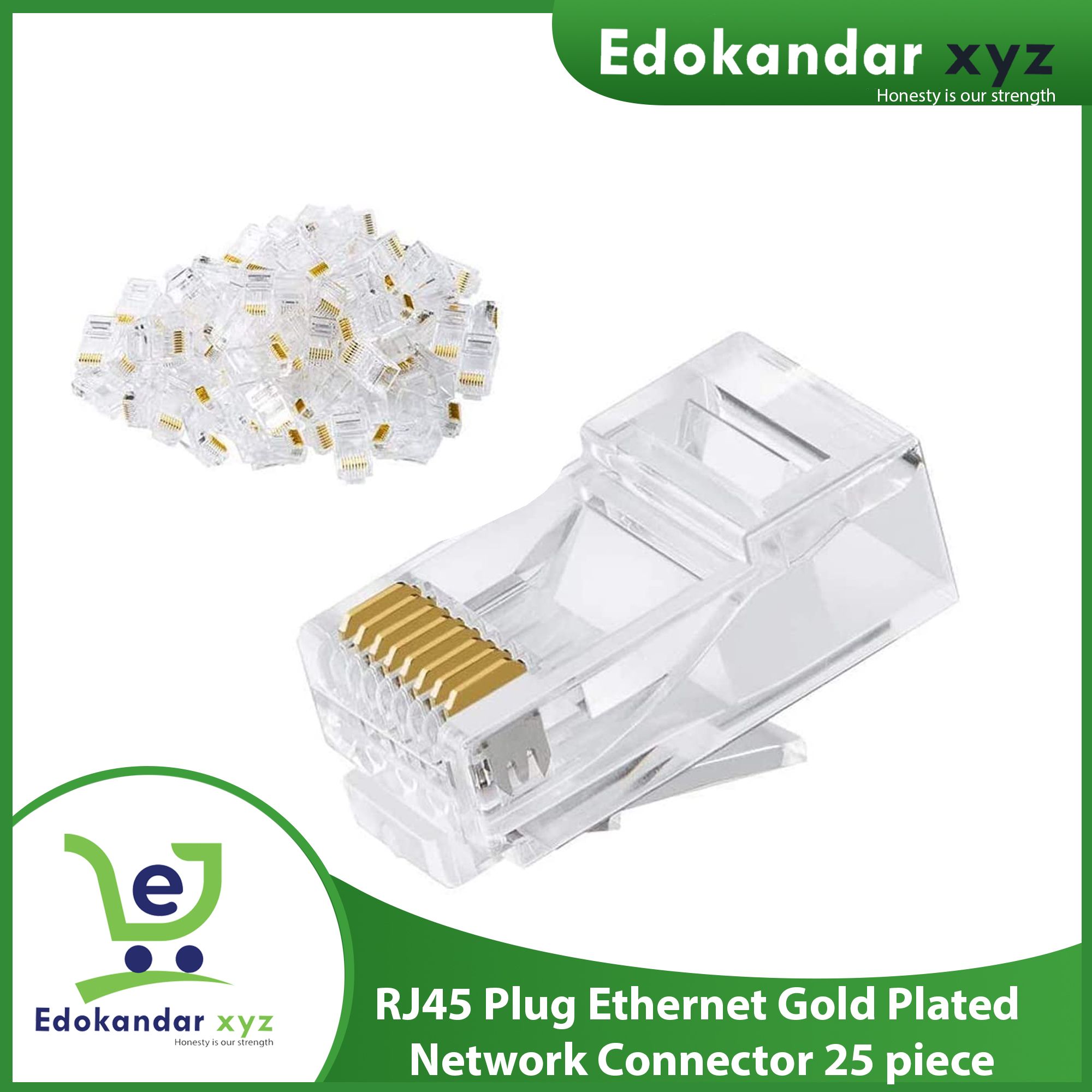 25 pcs RJ45 Plug Ethernet Gold Plated Network Connector - 25piece RJ45 Network Connector CAT5e CAT6 Transparent Networking Cable Connectors