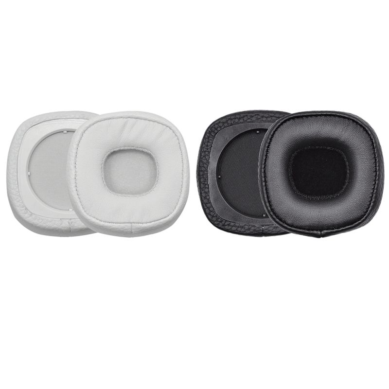 2 Pair PU Leather Ear Pads Foam Earmuffs Ear Cushion with Clip for Marshall Major III 3 Headphones, White & Black