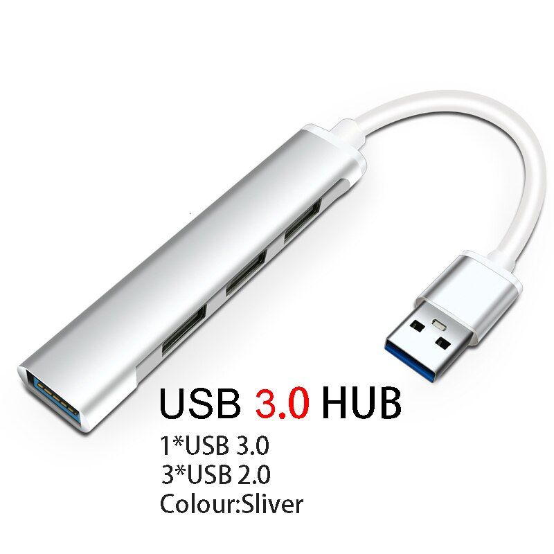 Onvian USB C Hub 4 Ports USB 3.0 HUB Type C USB Splitter HUB USB 3.0 2.0 TF SD Card Reader for PC Computer HUAWEI Matebook（Type C HUB Sliver）
