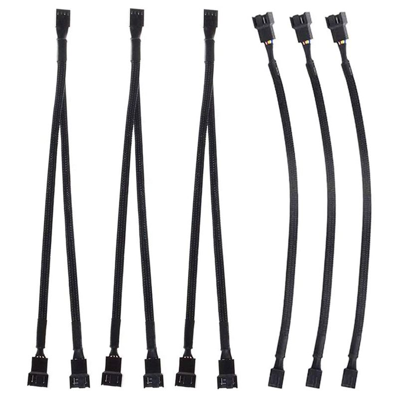 6 Pieces PWM Extension Cable, 4 Pin PWM Fan Extension Cable, PWM Fan Y Cables, PWM Fan Splitter