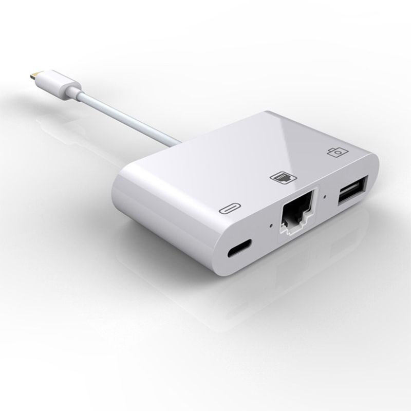 Yfashion 3 in 1 Charger Adapter iPhone face o LAN 100Mbps/1000Mbps Ethernet RJ45 Adapter OTG USB 3.0 Camera Reader for iPhone/iPad Style