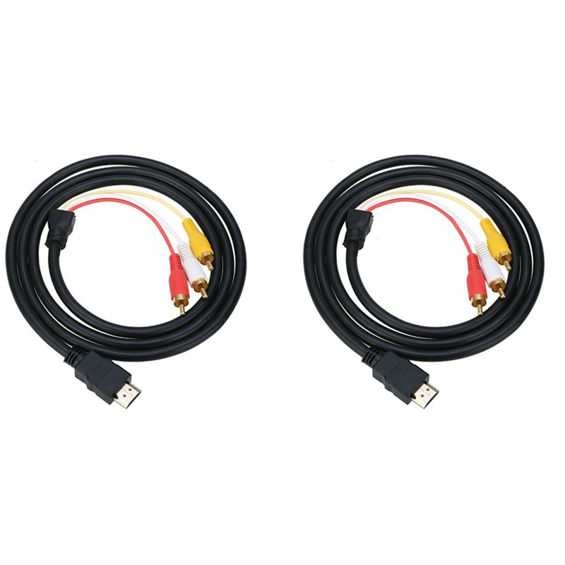 2PCS HDMI Male to 3 RCA AV Audio Video Cable Adapter 5FT HDMI to RCA One-Way Transmission Cable For TV HDTV DVD 1.5M