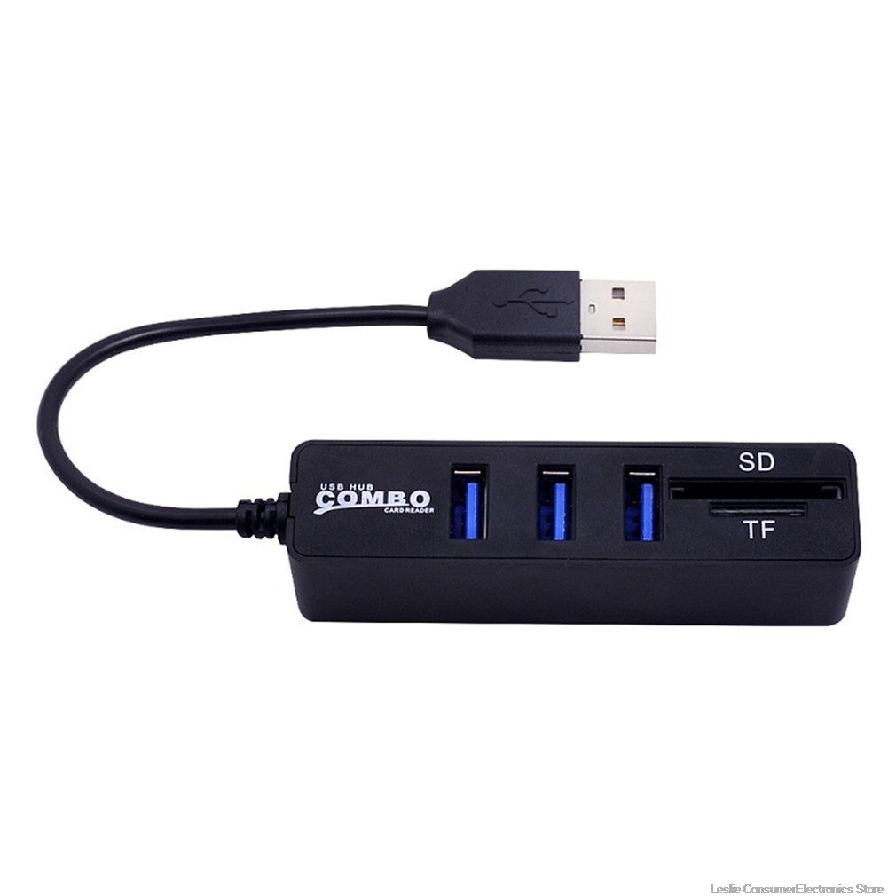 USB Hub 3.0 Multi USB 3.0 Hub USB Splitter High Speed 3 Ports 2.0 Hab TF SD Card Reader All In One For PC Computer Accessories（White 3 Ports）