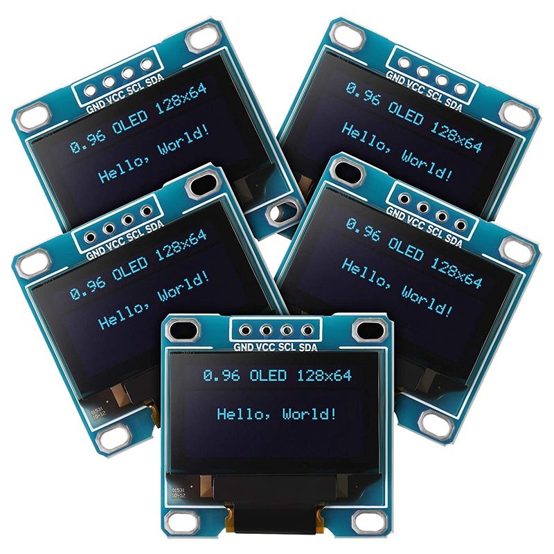 0.96 Inch OLED Module 128X64 SSD1306 Driver IIC I2C Serial Self-Luminous Display Board for Arduino Raspberry PI (Blue)