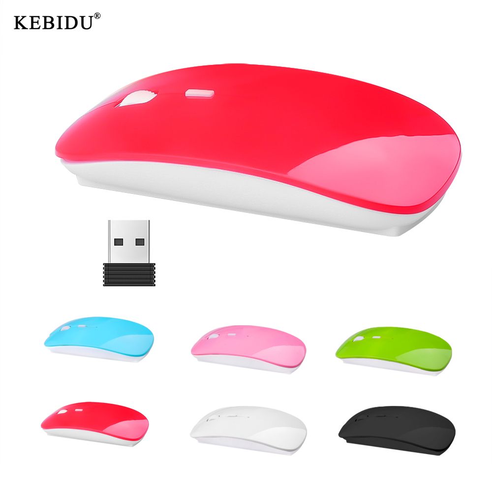 Kebidu Ultra-Thin Wireless Mouse - 2.4Ghz Slim Optical Mice with USB Receiver