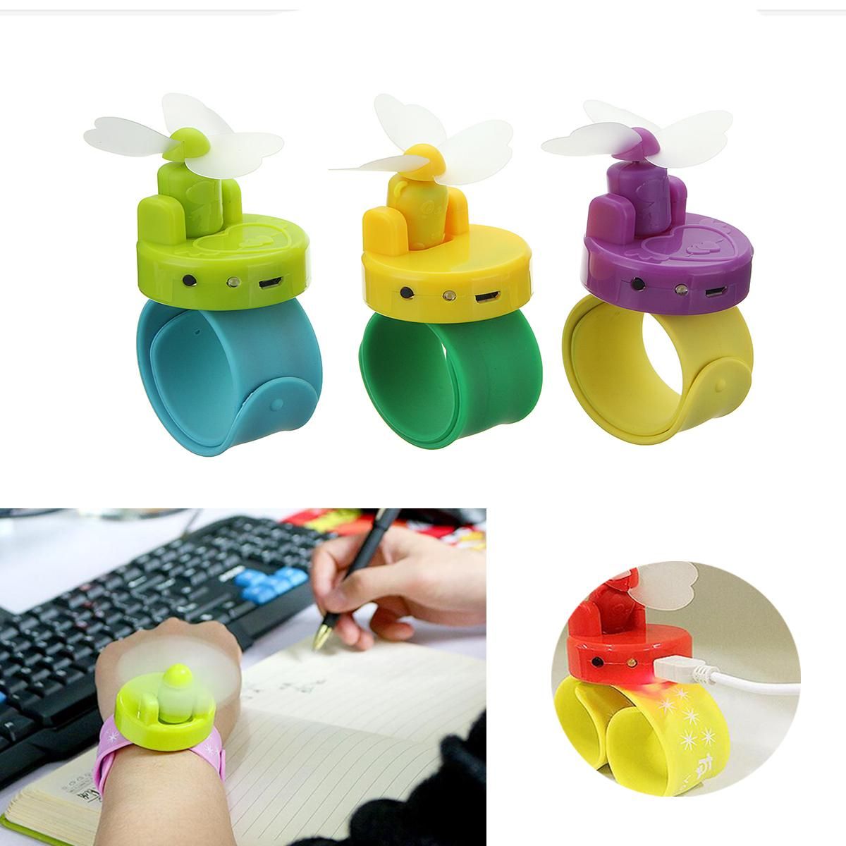 (Mango) USB Charging 360 Degree Super Mute Mini Portable Wrist Fan With Color Lights Cooling Fans Office Travel Car Fans