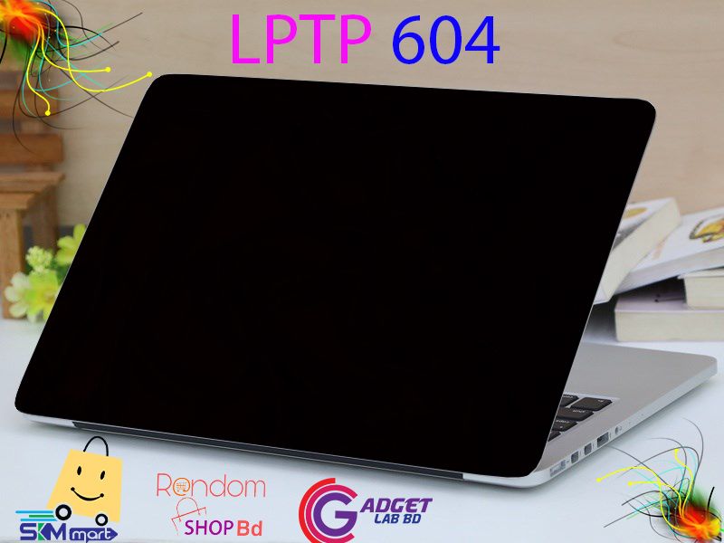 LPTP - 604 Pure Black Laptop Sticker Laptop Skin Sticker & Laptop Skin for laptop Back Side Decoration - Laptop Sticker - Laptop Sticker