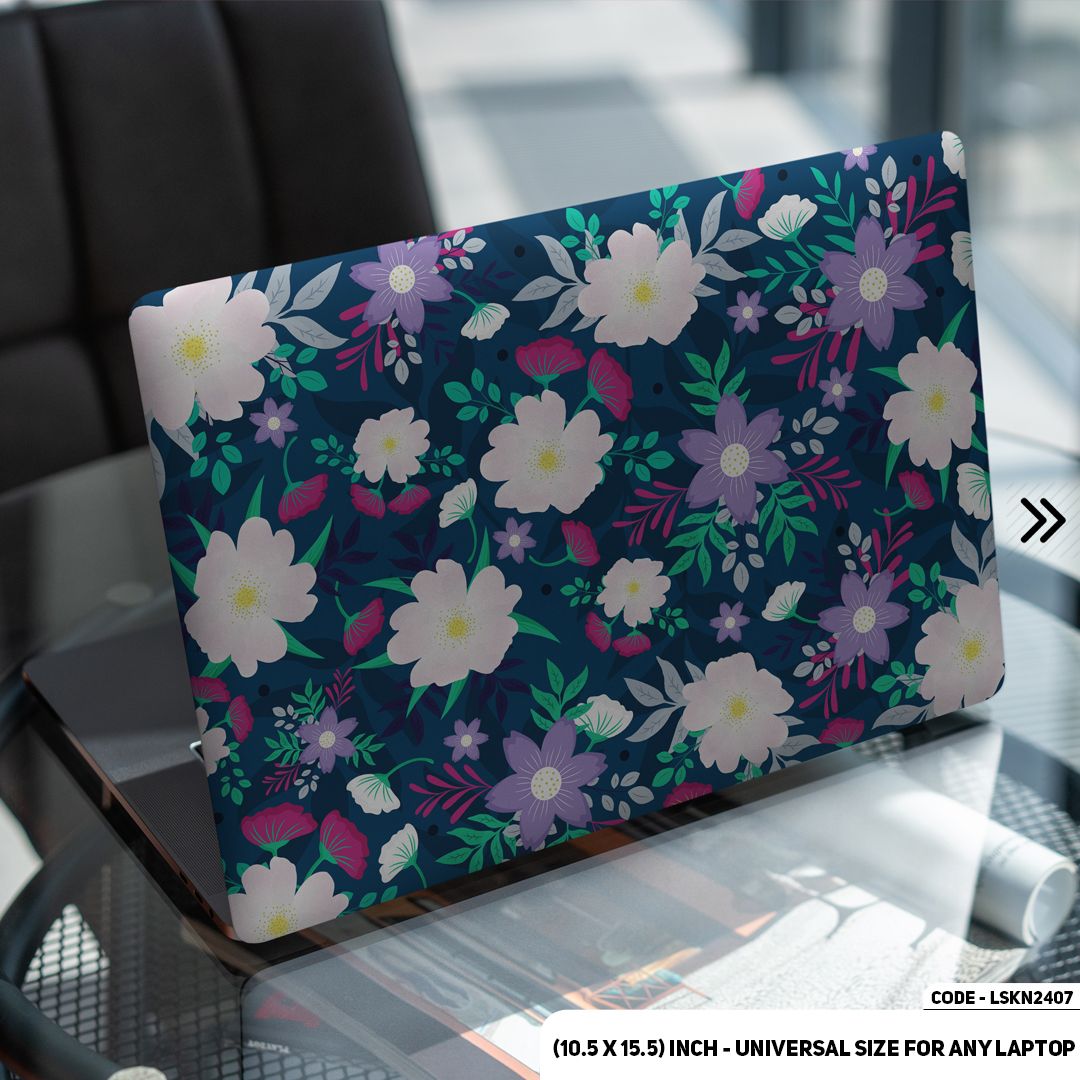 LSKN2407 - Flower Pattern Floral Design Laptop Skin Decal Sticker For Any Kind of Laptop Waterproof Removable Laptop Sticker (10.5X15.5) - Handy Commodity