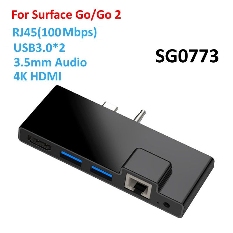 USB C HUB for Microsoft Surface Go/GO 2 USB 3.0 to HDMI RJ45 3.5mm Audio Adapter Dock Multi USB-C Hub Ethernet USB3.0 Splitter（SGO771）