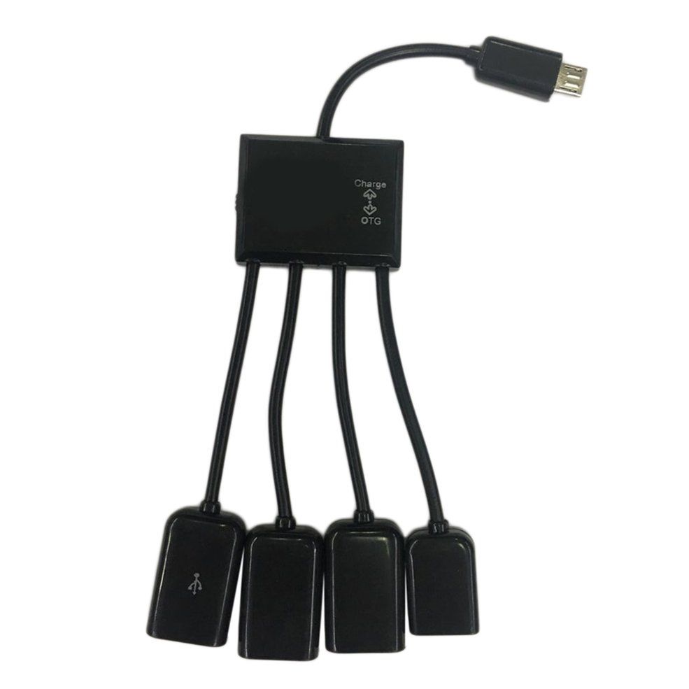 4 in 1 Ports Micro USB Power Charging OTG HUB Cable For   - black