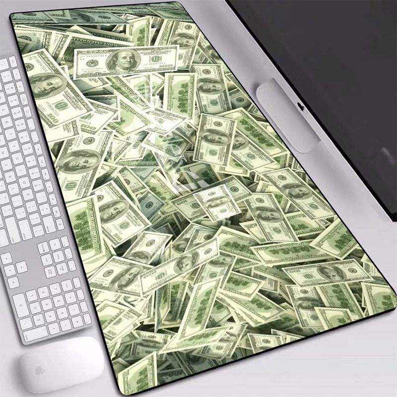 A Lot Of Money Picture Mouse Pads HD Wallpaper Printed Mice Mat Personality With Sewn Edges Rubber Desk Pad Large Table Mats