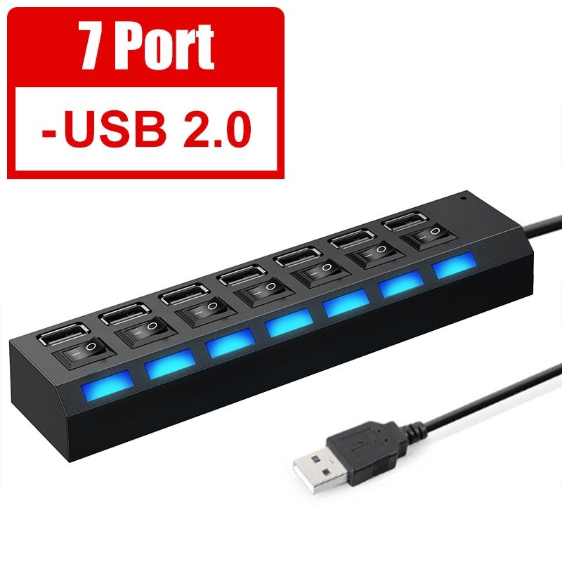 Usb Hub 3 0 USB Splitter Multi Hub USB 3 0 Adapter USB Several Ports Use Power Adapter USB 2.0 With Switch Laptop Accessories（4 Ports 3.0）
