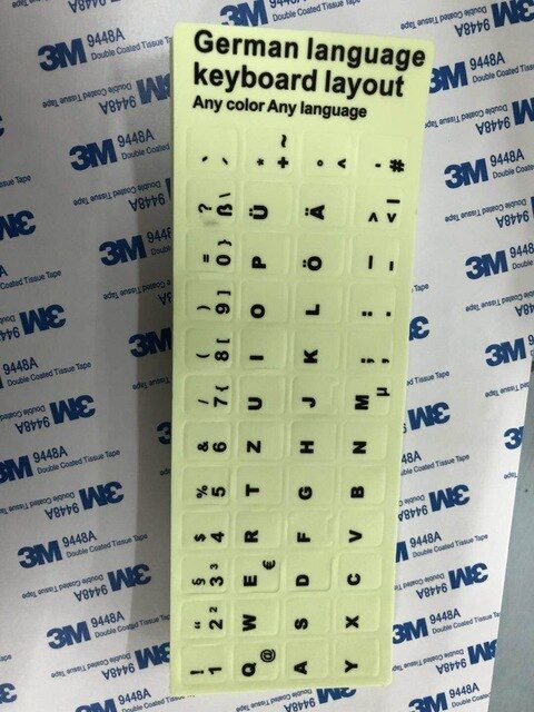 Luminescent sticker Thai Hebrew French Russian Spanish Japanese Arabic Glowing Lumious 11 12 13 14 15 17 inch keyboard stickers