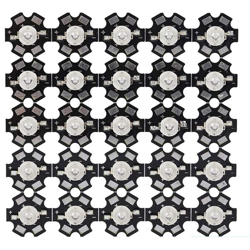50Pcs LED Chips,3W High LED Lamp Beads Red 620NM with 20mm Black Aluminum Substrate for DIY Lighting Fixtures
