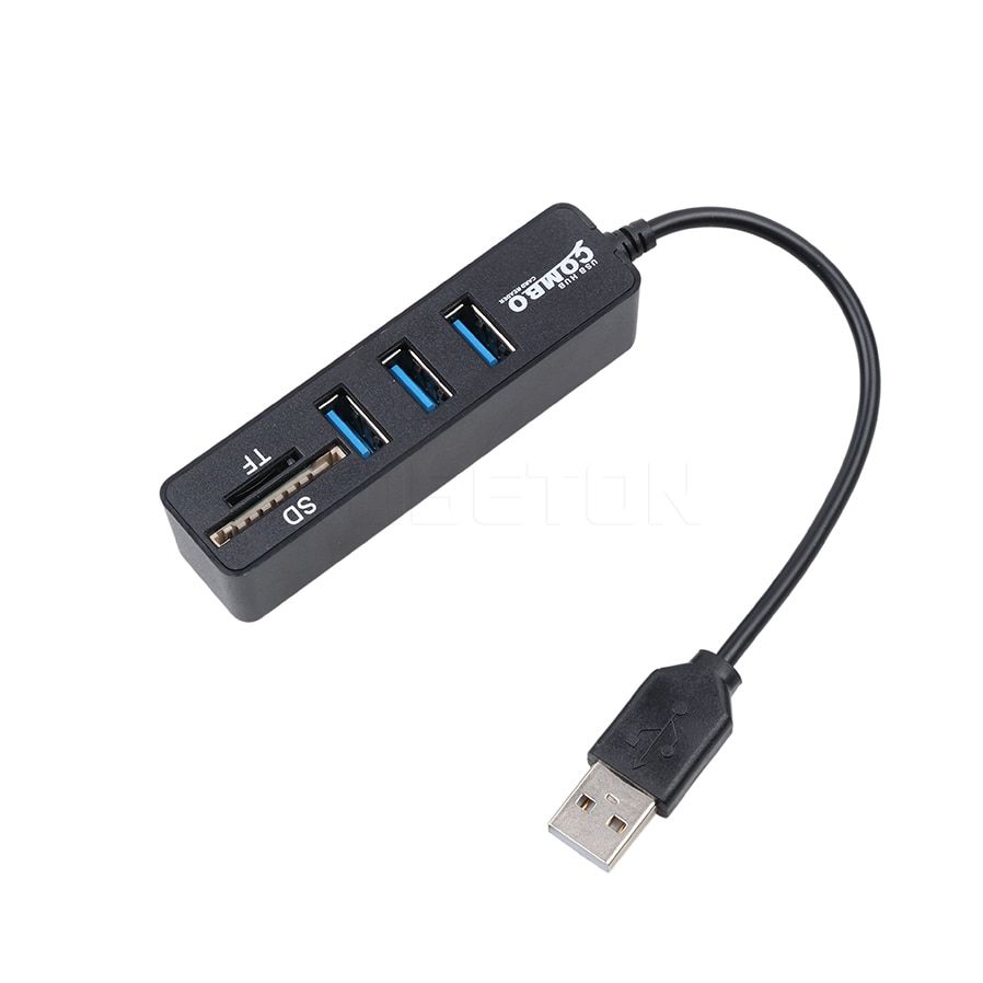 Kebidu USB Hub 3/6 Port Expander Hub High Speed Multi USB Splitter 2.0 Hub 3 Hub 3.0 Multiple USB3.0 TF SD Card Reader For PC（6 Ports White）