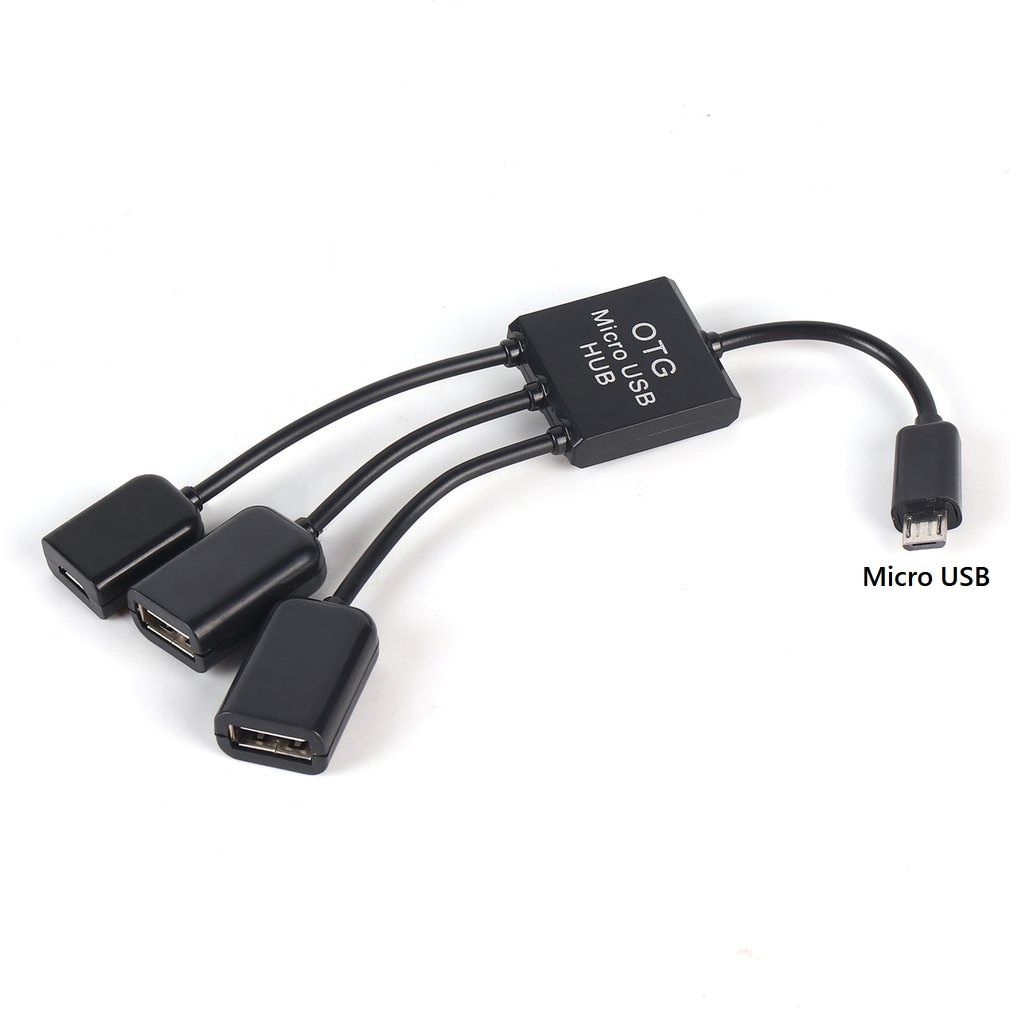 Newest 3 in 1 Micro USB Type C HUB Male to Female Double USB 2.0 Host OTG Adapter Cable For Smartphone Computer Tablet 3 Port（Micro USB）